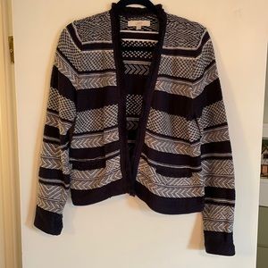 Navy and white striped cardigan